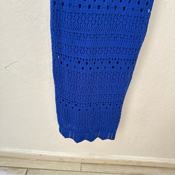 Freshman 1996 Royal Blue Summer Crochet Lined Tank Scallop Hem Bodycon Dress XS - Picture 6 of 8